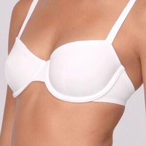 🤩New CUUP SWIM The Balconette Bikini Top in White Underwire Bra Style Swimsuit